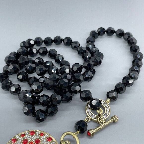 Heidi Daus Watch Pendant Necklace Timing Is Everything Jet Black Red Crystal 36" - Picture 7 of 10